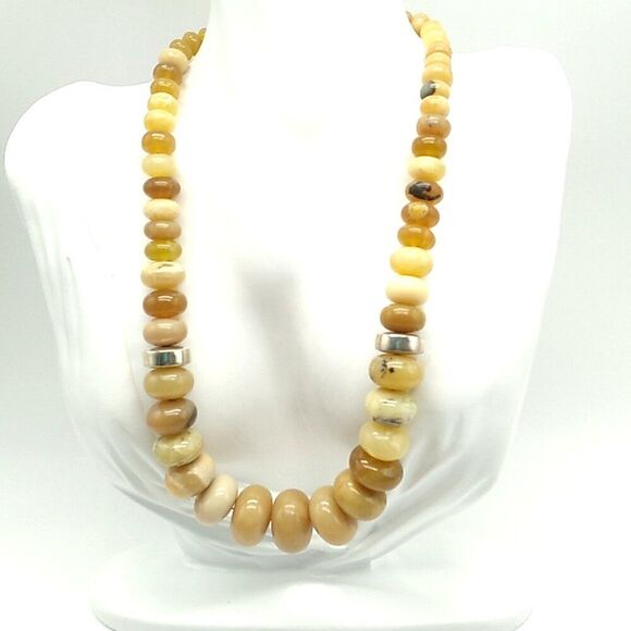 Jay King DTR 925 Necklace Sterling Graduated Yellow Jasper Rondelle Beads - Picture 7 of 16